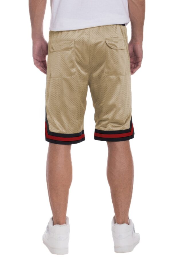 Mesh Basketball Shorts with Contrast Stripe Band
