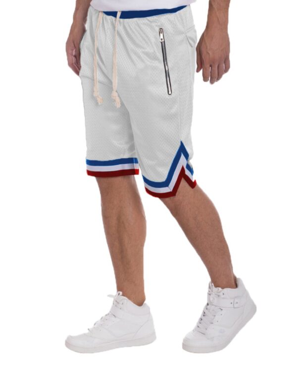 Mesh Basketball Shorts with Contrast Stripe Band