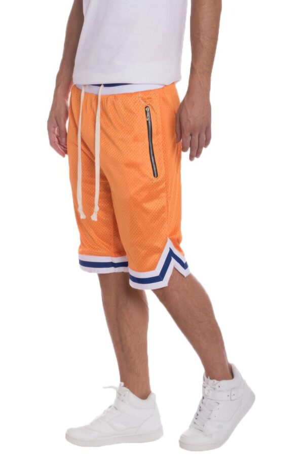 Mesh Basketball Shorts with Contrast Stripe Band