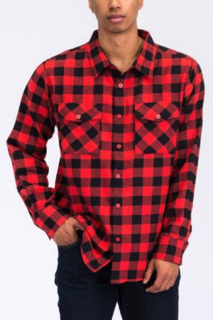 Regular Fit Cotton-Blend Plaid Flannel Shirt