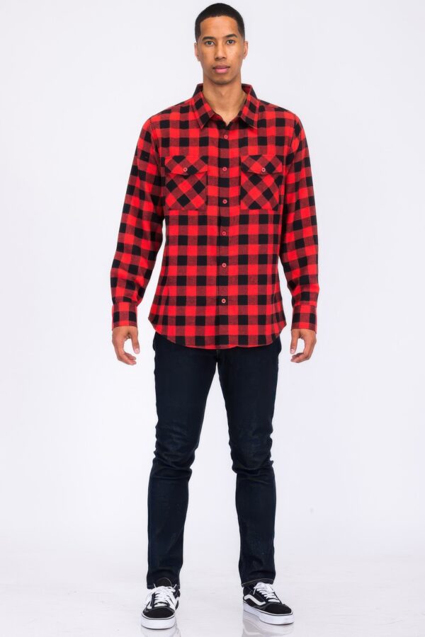Regular Fit Cotton-Blend Plaid Flannel Shirt