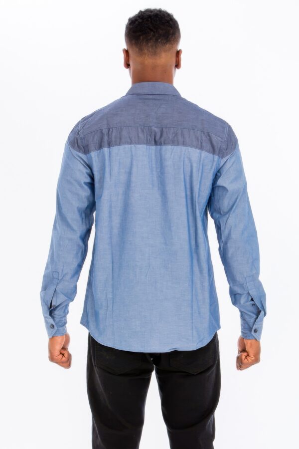 Men’s Two-Tone Long-Sleeve Button-Down Shirt