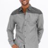 Men’s Two-Tone Long-Sleeve Button-Down Shirt