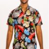 Men’s Multi-Color Hawaiian Print Button-Down Shirt