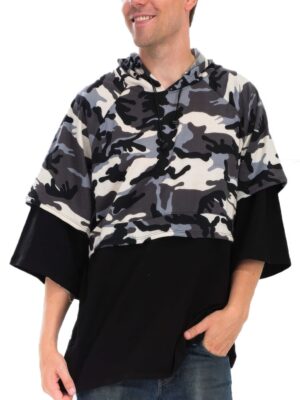 Contrast 3/4 Hoodtee – Grey Colorblock Camo