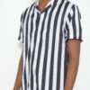 Men’s Short Sleeve Striped Button-Down Shirt – Multi-Color Print