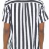 Men’s Short Sleeve Striped Button-Down Shirt – Multi-Color Print