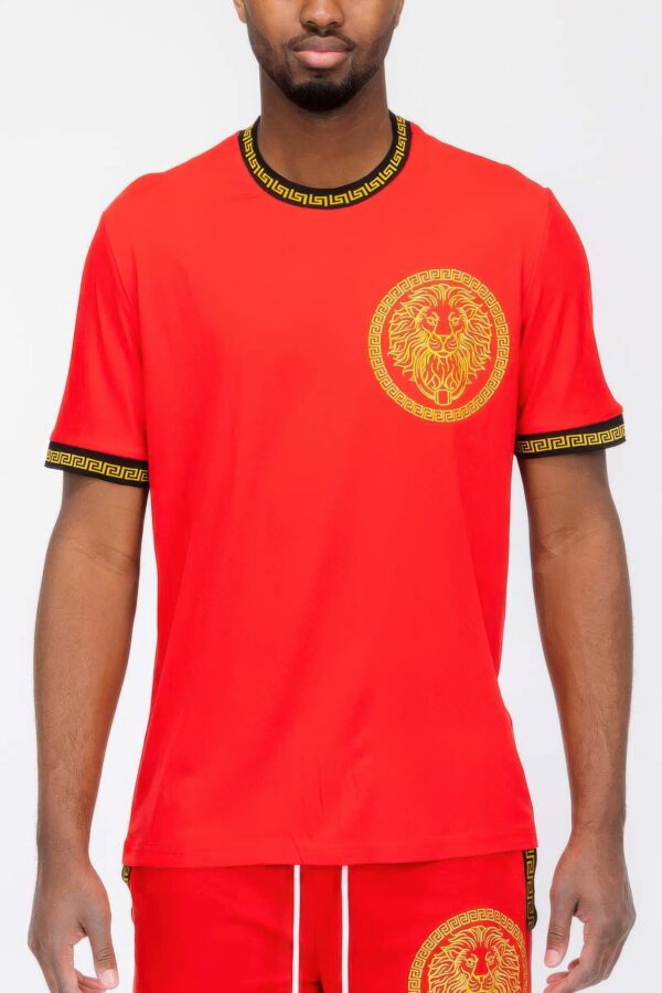 Men’s T-Shirt with Gold Lion Embroidery in Classic Colors