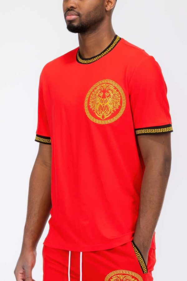 Men’s T-Shirt with Gold Lion Embroidery in Classic Colors