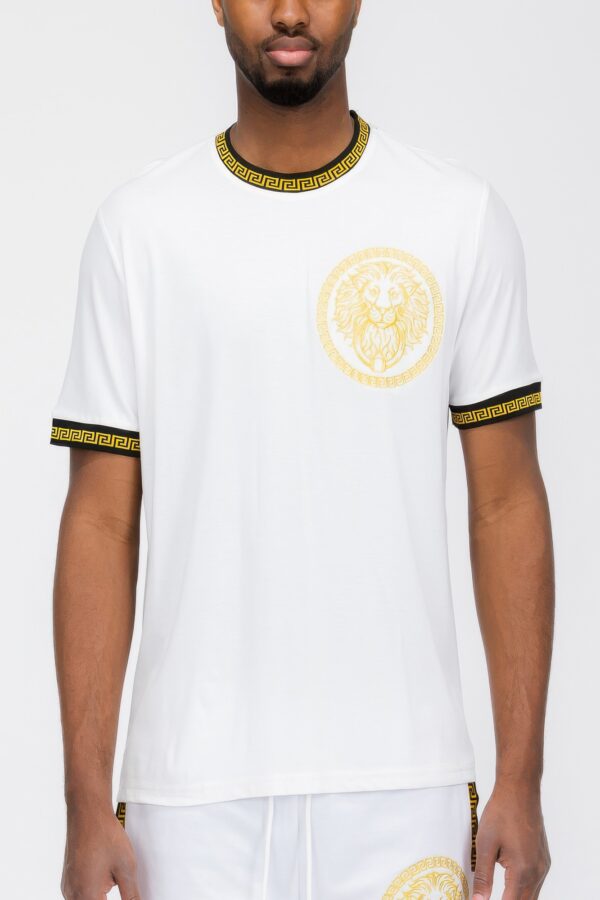 Men’s T-Shirt with Gold Lion Embroidery in Classic Colors