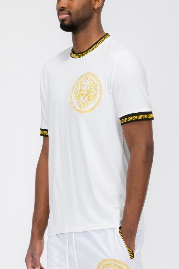 Men’s T-Shirt with Gold Lion Embroidery in Classic Colors