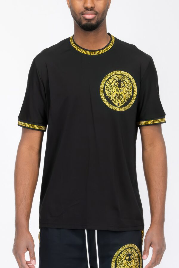 Men’s T-Shirt with Gold Lion Embroidery in Classic Colors