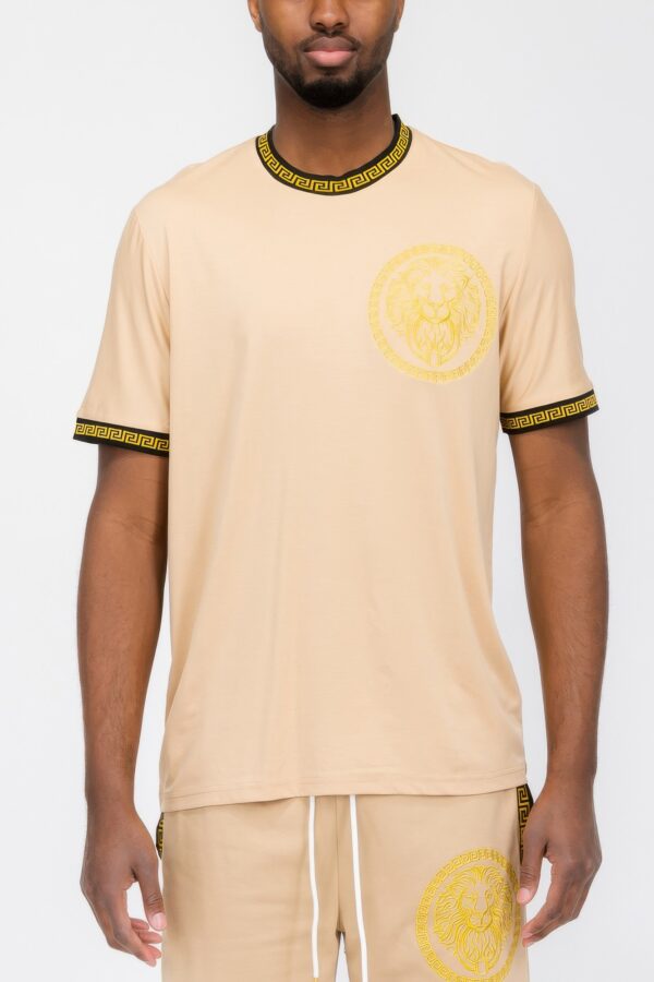 Men’s T-Shirt with Gold Lion Embroidery in Classic Colors