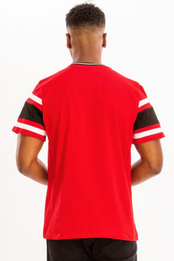 Good Vibes 3D Print Gold Foil Colorblock T-Shirt