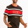 Good Vibes 3D Print Gold Foil Colorblock T-Shirt