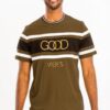 Good Vibes 3D Print Gold Foil Colorblock T-Shirt