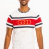 Good Vibes 3D Print Gold Foil Colorblock T-Shirt