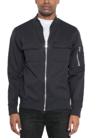 Men’s Cotton Zip-Up Jacket with Ribbed Trim