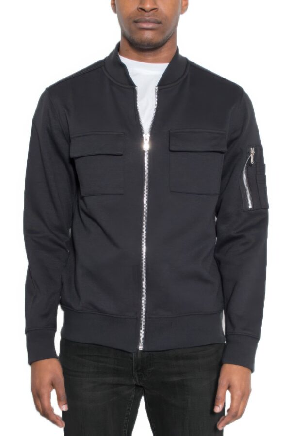 Men’s Cotton Zip-Up Jacket with Ribbed Trim