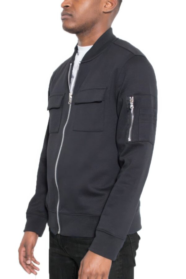 Men’s Cotton Zip-Up Jacket with Ribbed Trim