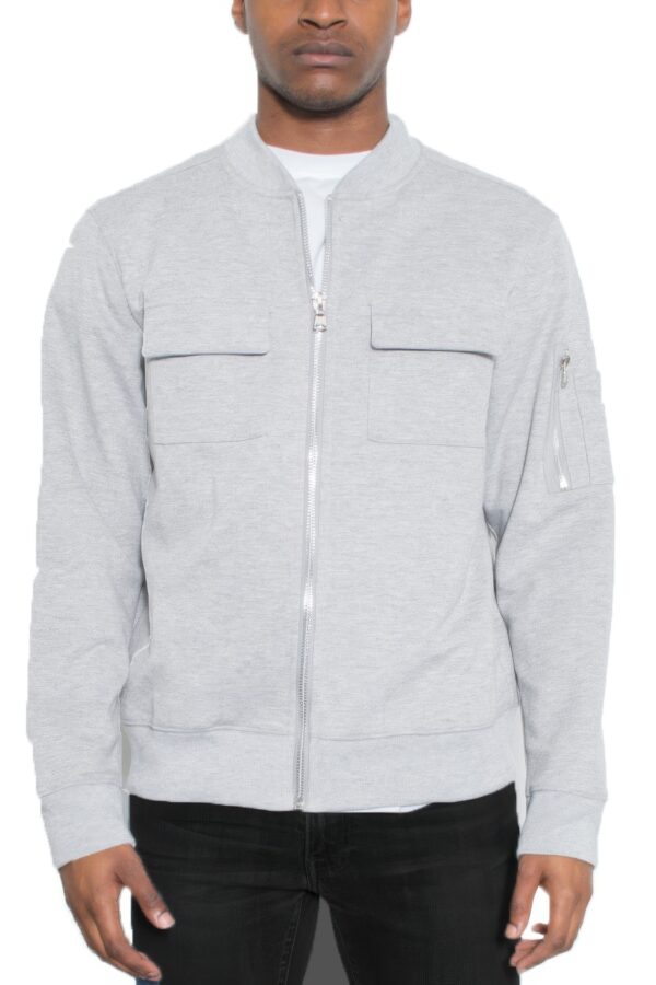 Men’s Cotton Zip-Up Jacket with Ribbed Trim