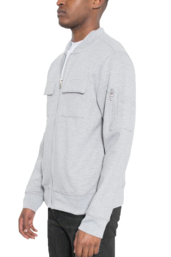 Men’s Cotton Zip-Up Jacket with Ribbed Trim