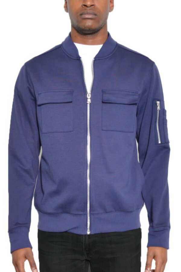Men’s Cotton Zip-Up Jacket with Ribbed Trim