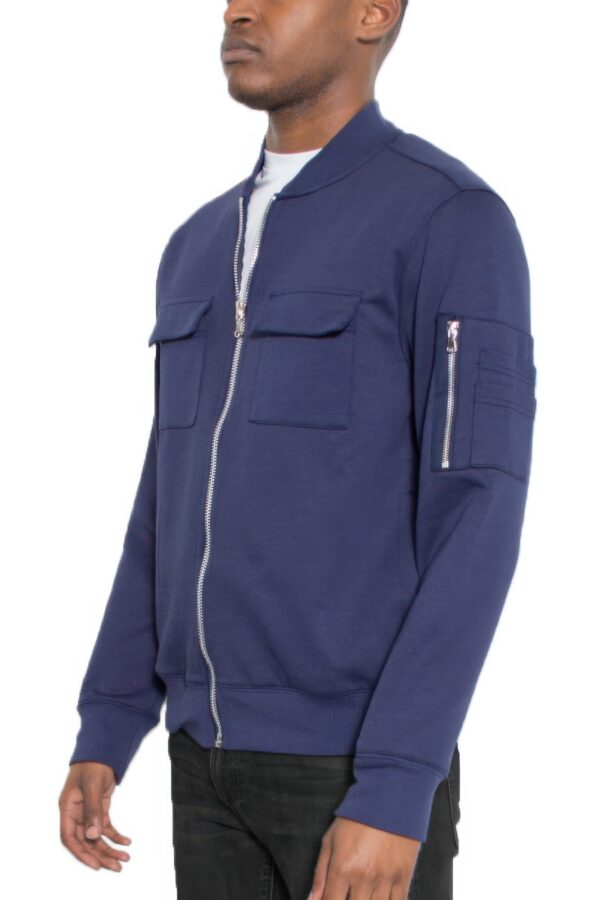 Men’s Cotton Zip-Up Jacket with Ribbed Trim