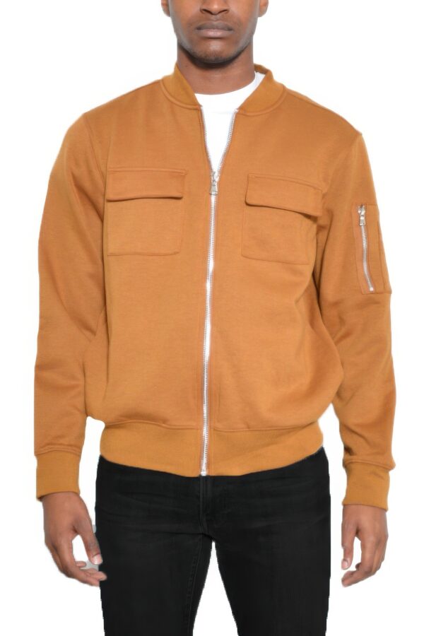 Men’s Cotton Zip-Up Jacket with Ribbed Trim