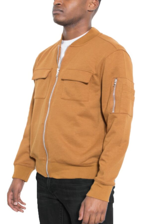 Men’s Cotton Zip-Up Jacket with Ribbed Trim