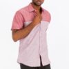 Two-Tone Short Sleeve Button-Down Shirt – Red