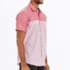 Two-Tone Short Sleeve Button-Down Shirt – Red