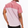 Two-Tone Short Sleeve Button-Down Shirt – Red