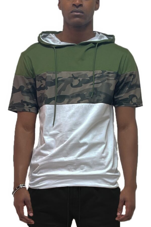 Camo Block Hooded Shirt – Short Sleeve Cotton