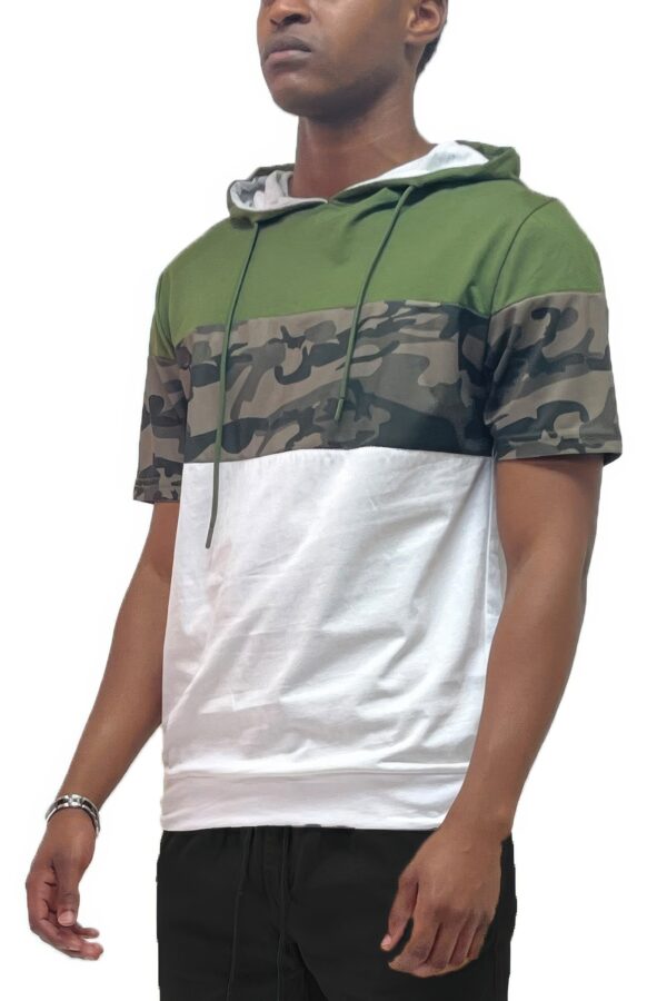Camo Block Hooded Shirt – Short Sleeve Cotton