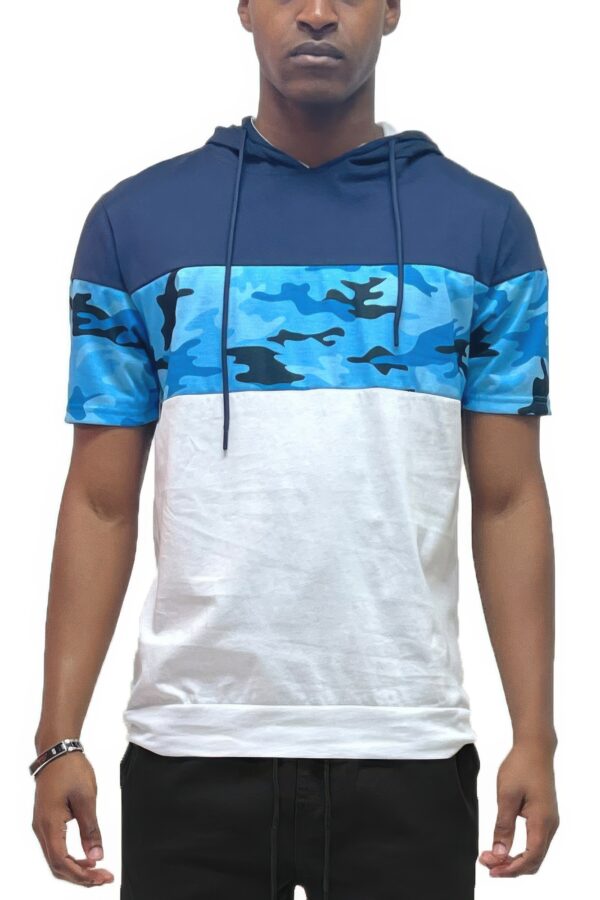Camo Block Hooded Shirt – Short Sleeve Cotton