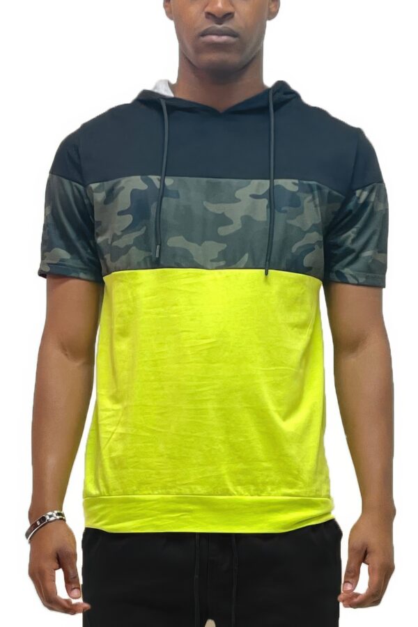 Camo Block Hooded Shirt – Short Sleeve Cotton