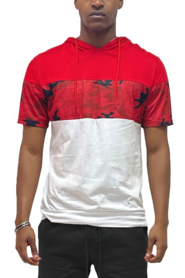 Camo Block Hooded Shirt – Short Sleeve Cotton