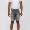 Slim Distressed Stretch Denim Shorts – Men’s
