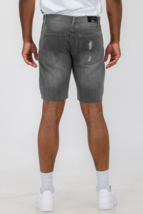 Slim Distressed Stretch Denim Shorts – Men’s