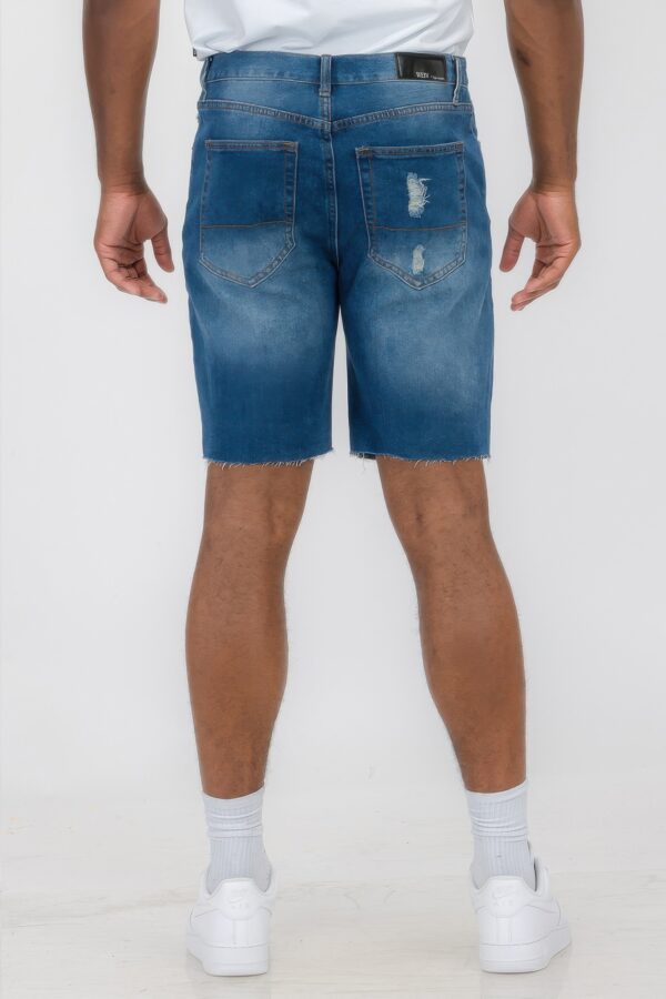 Slim Distressed Stretch Denim Shorts – Men’s
