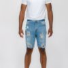 Slim Distressed Stretch Denim Shorts – Men’s