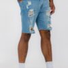 Slim Distressed Stretch Denim Shorts – Men’s