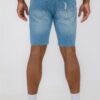Slim Distressed Stretch Denim Shorts – Men’s