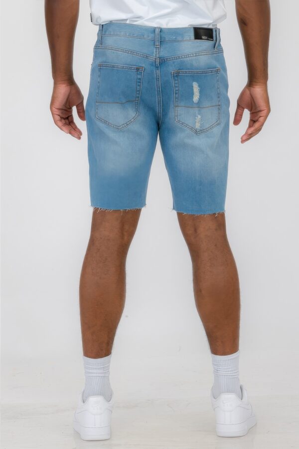 Slim Distressed Stretch Denim Shorts – Men’s