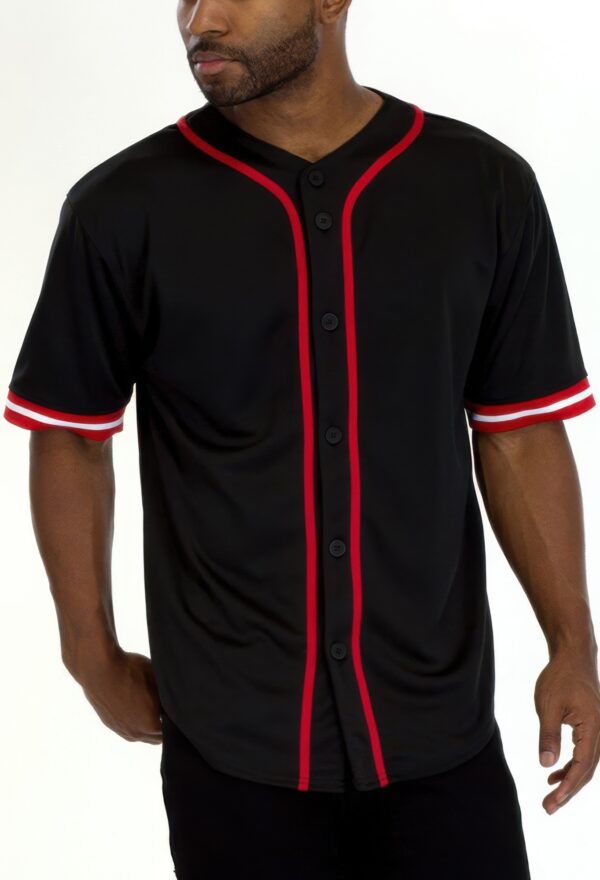 Men’s Taped Baseball Jersey – Button-Front Polyester