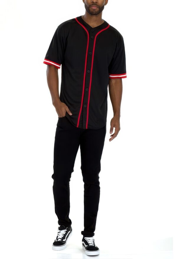 Men’s Taped Baseball Jersey – Button-Front Polyester