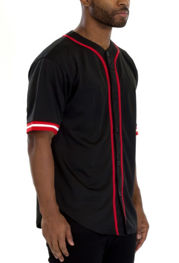 Men’s Taped Baseball Jersey – Button-Front Polyester