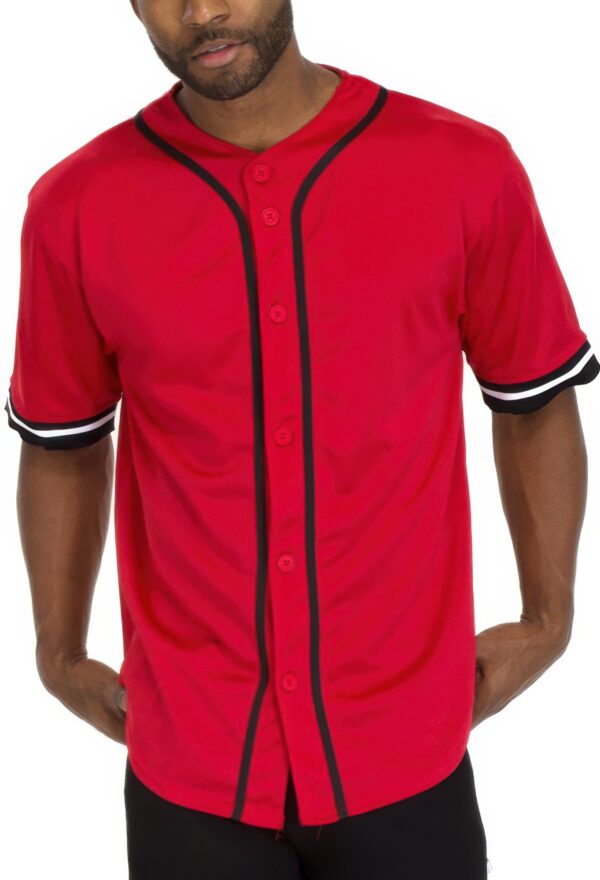 Men’s Taped Baseball Jersey – Button-Front Polyester