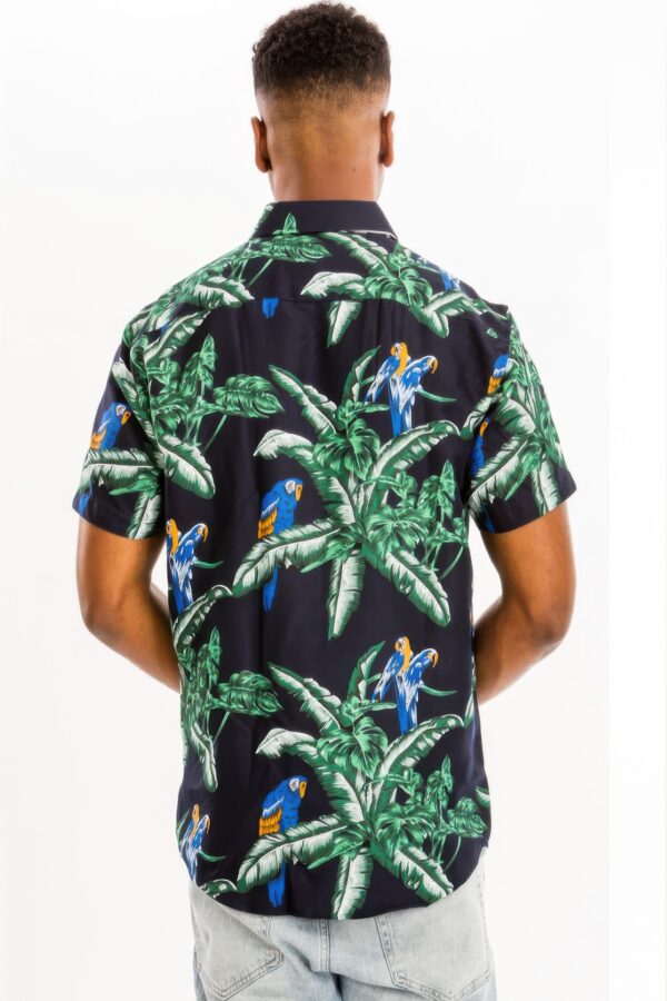 Men’s Hawaiian Print Button-Down Shirt – Multi